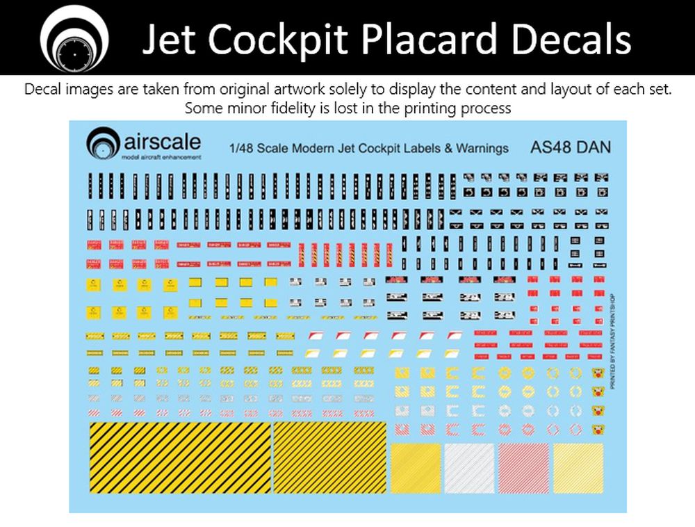 Airscale 1/48 Modern Jet Warnings and Placards Decals