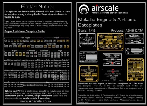 Airscale 1/48 Metallic Placards Decals