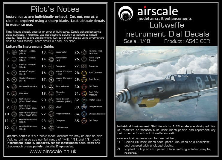 Airscale 1/48 Luftwaffe Instruments Decals