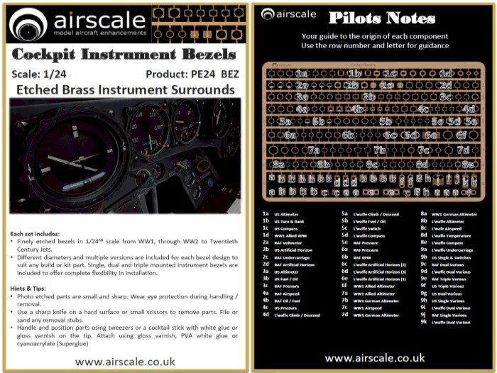 Airscale 1/24 Photo-Etched Instrument Bezels