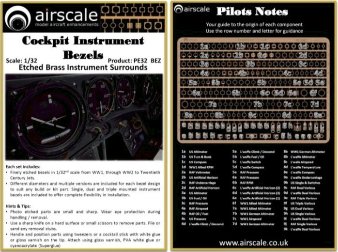 Airscale 1/32 Photo-Etched Instrument Bezels