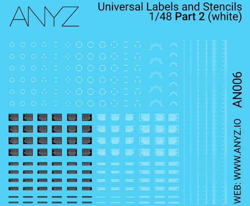 Anyz 1/48 Universal Labels and Stencils Part 2 (white) Decals