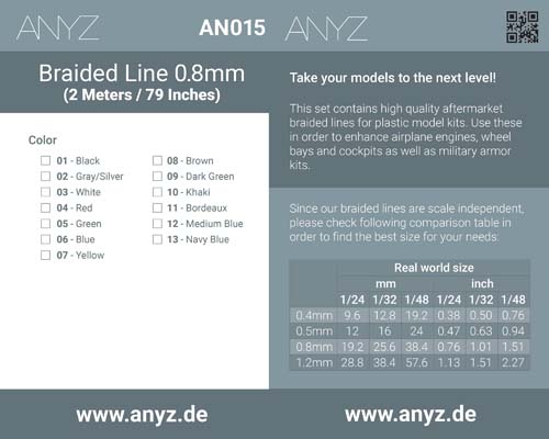 Anyz Braided Line Ø 0.8mm (2 Meters / 79 Inches) Black