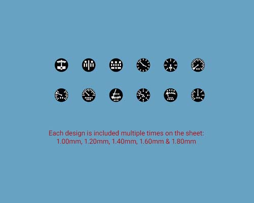 Anyz Universal cockpit dials 1.00 mm - 1.80mm Decals
