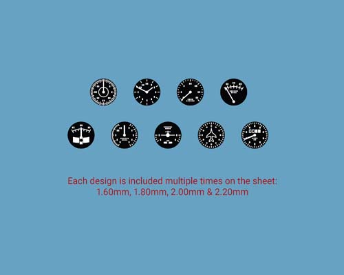 Anyz Universal cockpit dials 1.60 mm - 2.20mm Decals