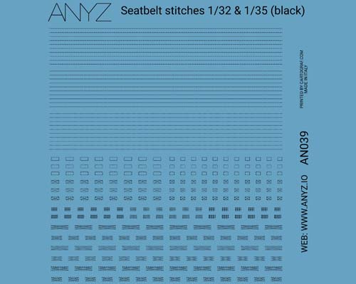 Anyz 1/32 - 1/35 Seatbelt stitches (black) Decals