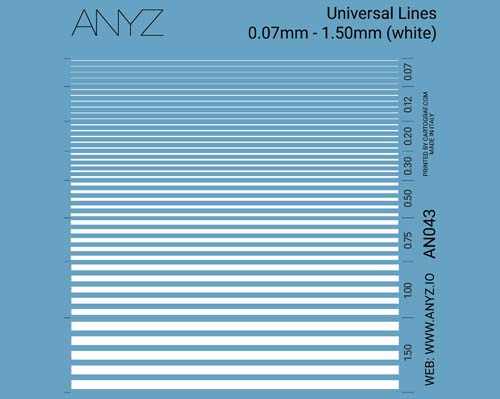 Anyz Universal Lines 0.07mm - 1.50mm (white) Decals