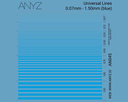 Anyz Universal Lines 0.07mm - 1.50mm (blue) Decals