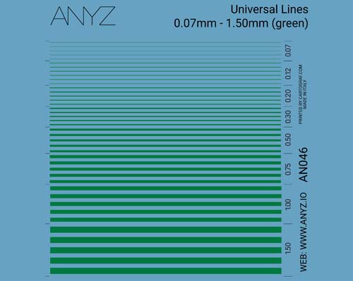 Anyz Universal Lines 0.07mm - 1.50mm (green) Decals