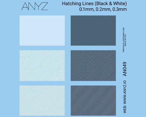 Anyz Hatching Lines (Black & White) 0.1mm, 0.2mm, 0.3mm