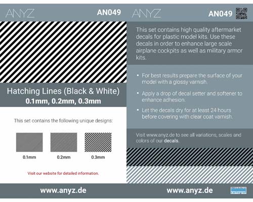 Anyz Hatching Lines (Black & White) 0.1mm, 0.2mm, 0.3mm