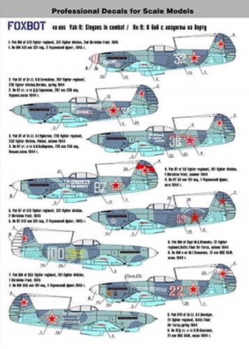 Foxbot Decals 1/48 Yak-9 'Slogans in Combat' Decal Set