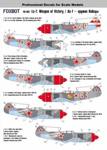 Foxbot Decals 1/48 La-7 'Weapon of Victory' Decal Set