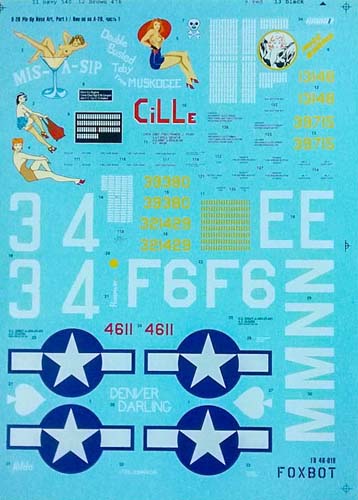 Foxbot Decals 1/48 A-20 Pin-Up Nose Art and Stencils Part 1 Decal Set