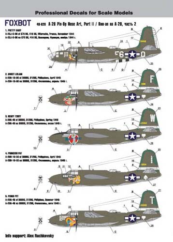 Foxbot Decals 1/48 A-20 Pin-Up Nose Art and Stencils Part 2 Decal Set
