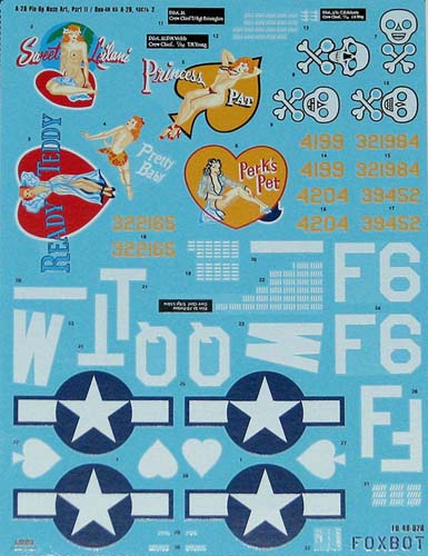 Foxbot Decals 1/48 A-20 Pin-Up Nose Art and Stencils Part 2 Decal Set