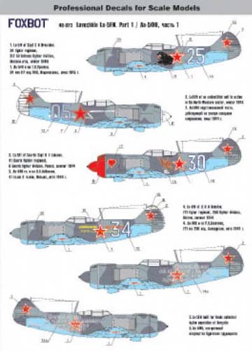 Foxbot Decals 1/48 La-5FN Part 1 Decal Set
