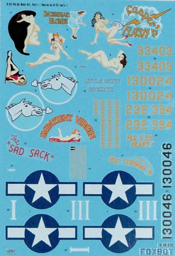 Foxbot Decals 1/48 B-25C/D Mitchell 'Pin-up Nose Art' Decal Set