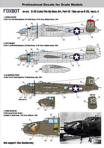 Foxbot Decals 1/48 B-25G/H/J Mitchell 'Pin-up Nose Art' Decal Set