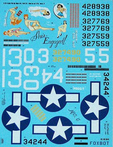 Foxbot Decals 1/48 B-25G/H/J Mitchell 'Pin-up Nose Art' Decal Set