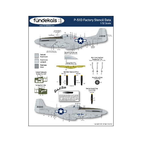 fündekals 1/32 P-51D/K Mustang Stencils Decal Set