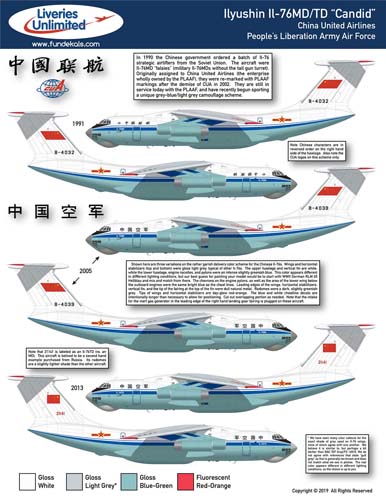 fündekals (Liveries Unlimited) 1/144 Il-76 PLAAF Decal Set