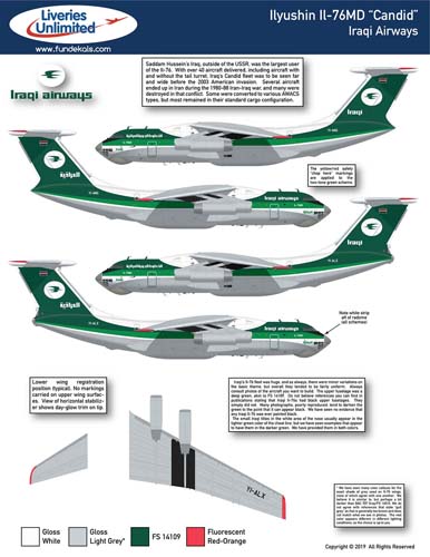 fündekals (Liveries Unlimited) 1/144 Il-76 Iraqi Decal Set