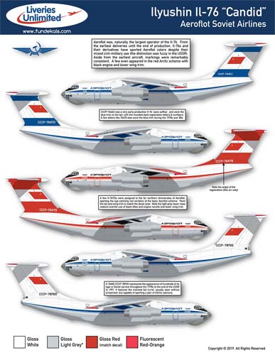 fündekals (Liveries Unlimited) 1/144 Il-76 Aeroflot Decal Set