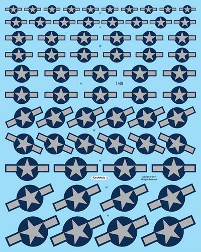fündekals 1/48 US National Insignias 1943 Grayed Out Decal Set