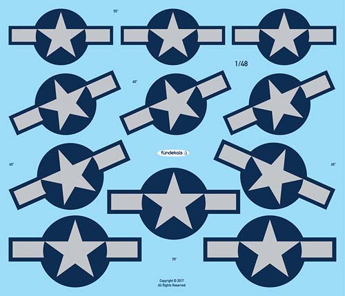fündekals 1/48 US National Insignias 1943 Grayed Out Decal Set