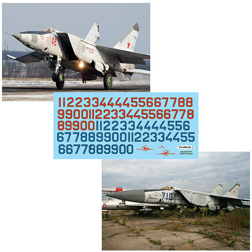 fündekals 1/48 MiG-25 Foxbat Bort Numbers Decal Set