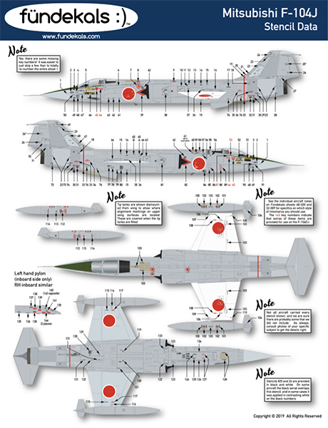 fündekals 1/48 F-104J/DJ Eiko Stencil Decal Set