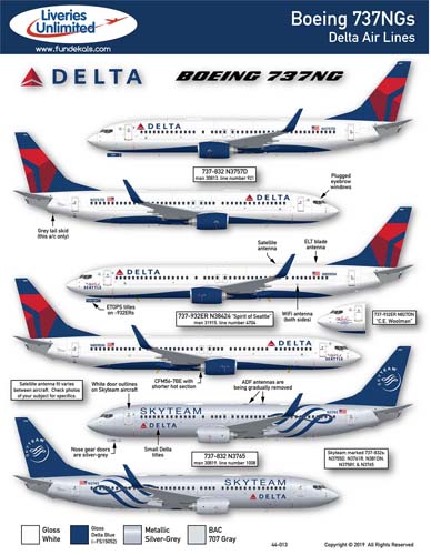 fündekals (Liveries Unlimited) 1/144 737NG Delta Decal Set