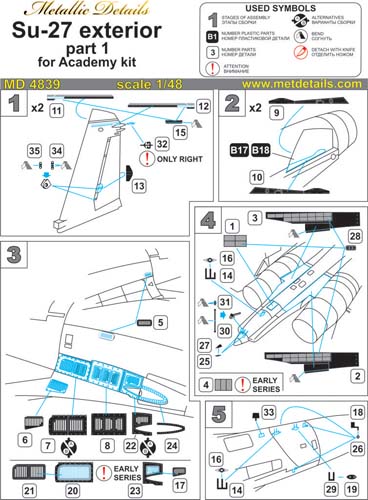 Metallic Details 1/48 Su-27 Exterior Detail Set
