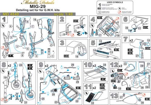 Metallic Details 1/48 MiG-29 Exterior Detail Set