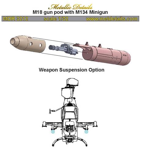 Metallic Details 1/32 M18 Gun Pod w/M134 Minigun