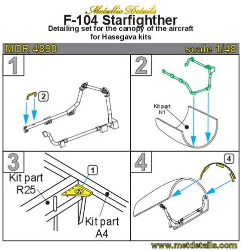 Metallic Details 1/48 F-104 Canopy Set (HAS)